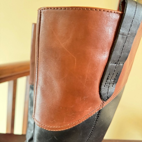 Tommy Hilfiger, tall, low heel, knee-high, black brown riding boots - Picture 9 of 16